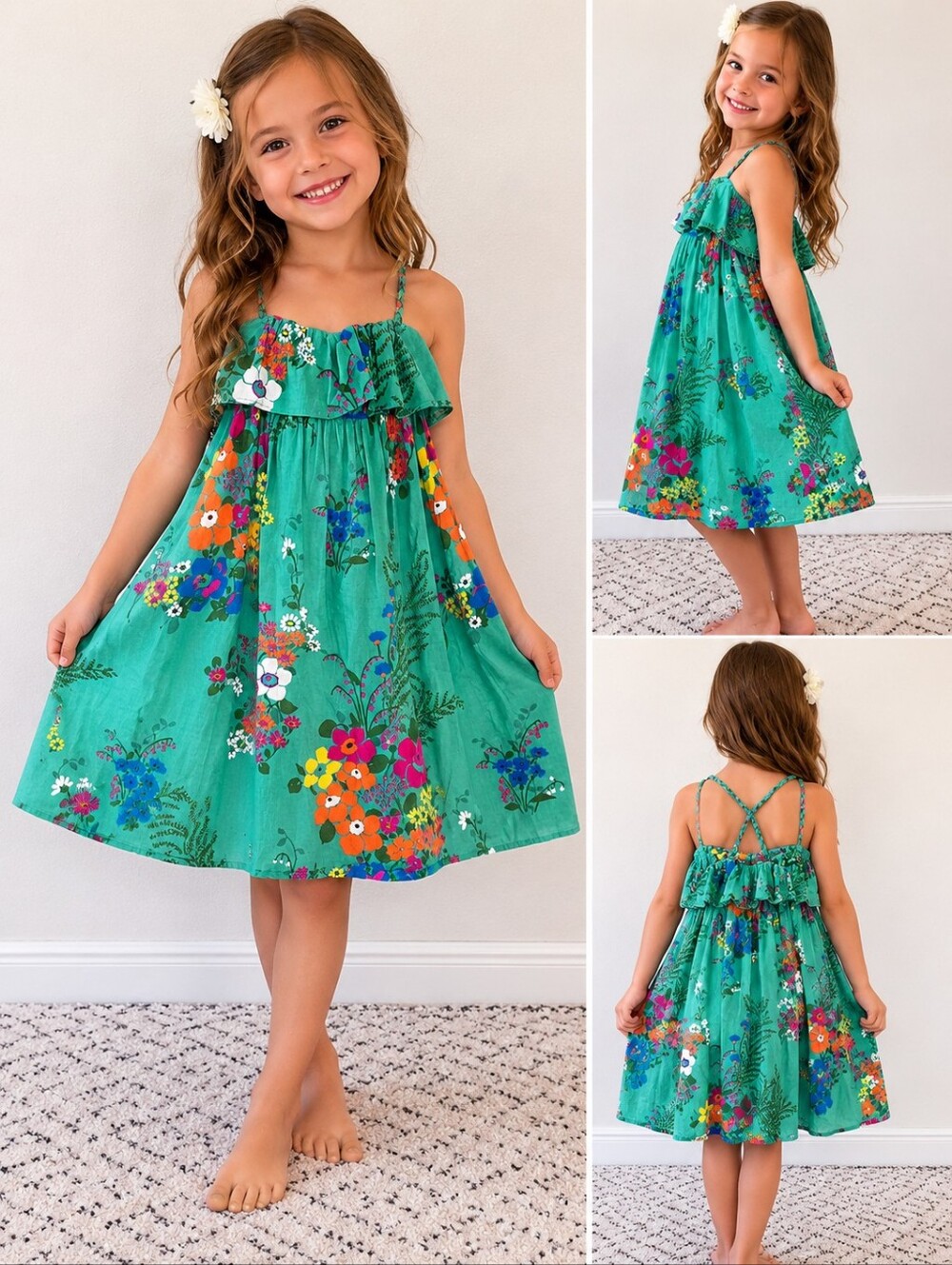 Next Floral Sundress Girls 100% Cotton Boho Summer Beach Colorful Dress 7 Years